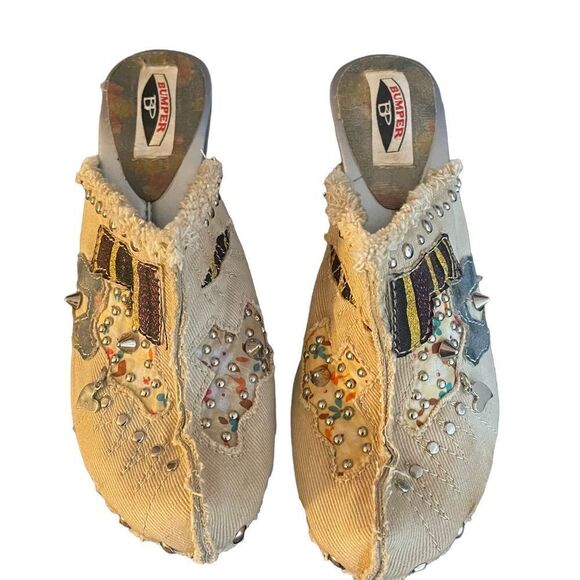 Bumper BP Embellished Wooden Platform Clogs Size 6 - Picture 2 of 6